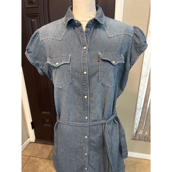 Levi's Engineer Railroad Stripe Cotton Dress - Picture 2 of 7